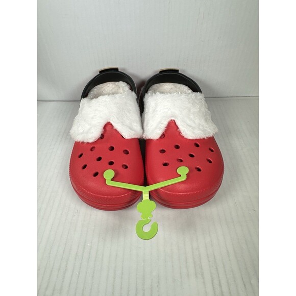 Mens Size 8/Womens Size 10 Crocs Classic Lined Santa Clog Red White Slip On NEW - Picture 2 of 7